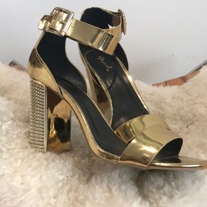 Gold block heels